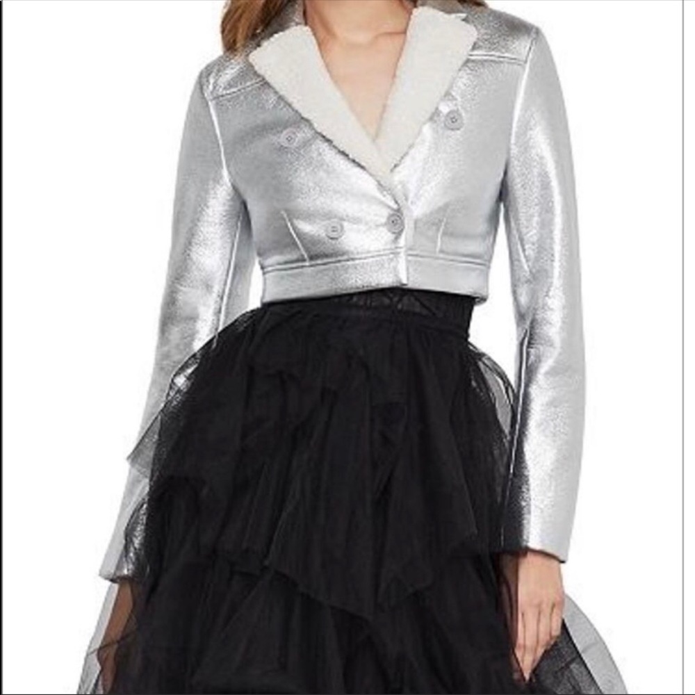 Nwt BCBG silver cropped jacket XS